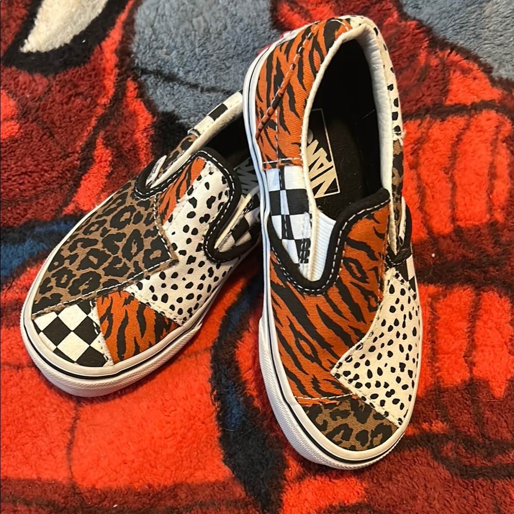 Vans Kids Patchwork Slip-On Sneakers - Orange, Black, White